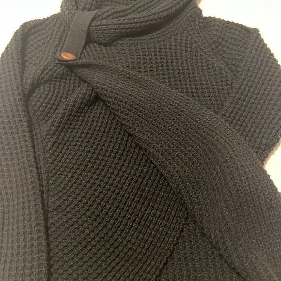 Black size S pullover button accent cowl neck sweater no fading or pilling EUC - Picture 3 of 7